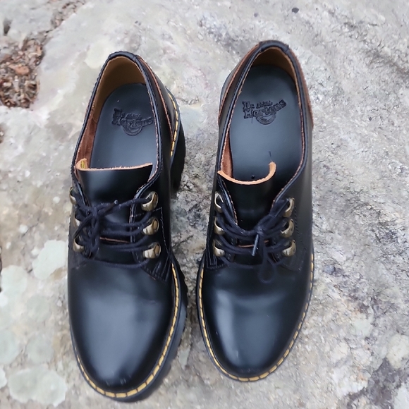 Dr Martens Leona Lug Sole Black Leather Women's Platform Shoes Size 8 - Picture 4 of 16